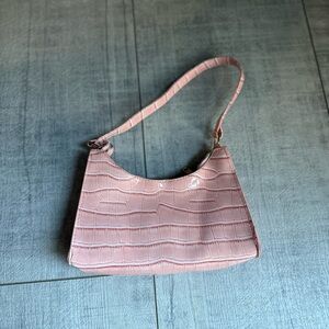 Pink Crocodile-Embossed Women's Bag